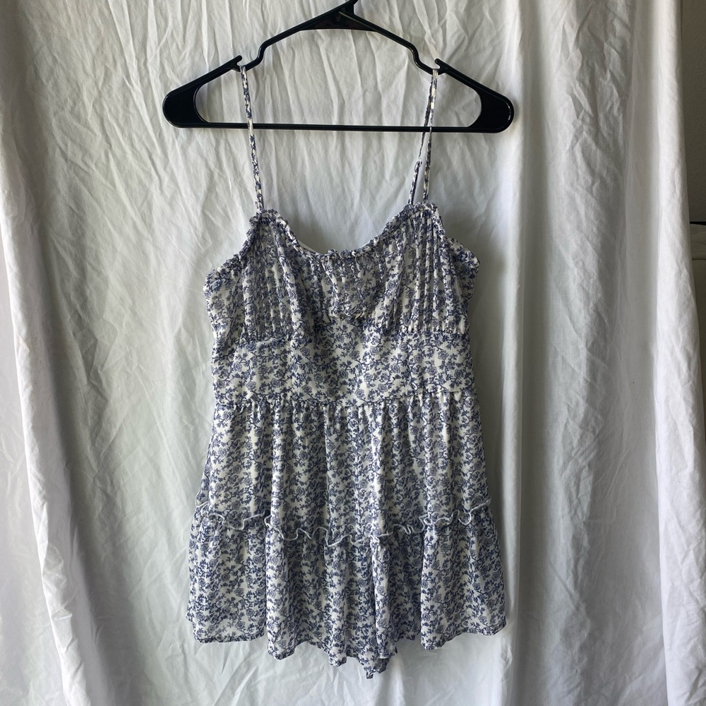 White & blue flower romper, Altar’d State, Medium